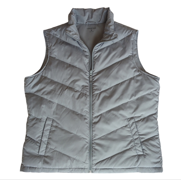 Lands' End Down Feathers Insulated Vest XL Gray Grey - Picture 1 of 14